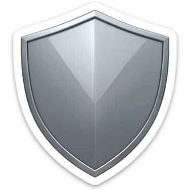 Metallic shield emoji, black and white reflective metal, simple geometric design, flat futuristic style
 sticker