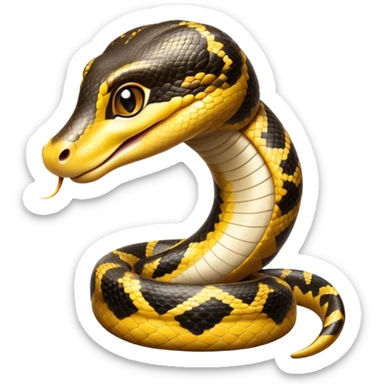 cinematic-cute-anaconda-portrait-emoji,-head-tilted-playfully-and-inquisitively,-with-a-sleek,-shimmering-body-adorned-with-detailed-scale-sriped patterns-and-round,-sparkling-eyes-full-of-wonder,-simplified-yet-irresistibly-adorable-features sticker