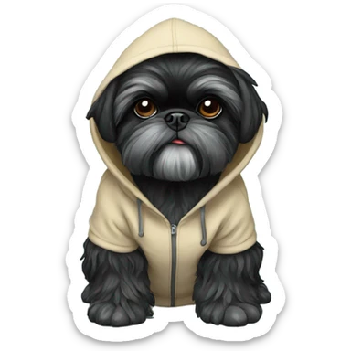 Black Shih Tzu wearing a Hoodie sticker