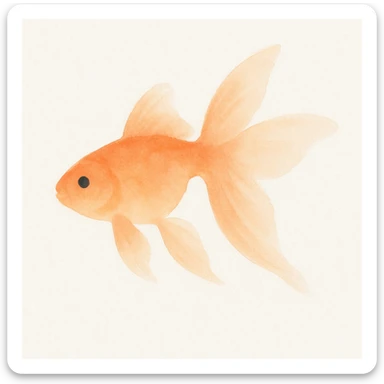 goldfish, watercolor style, soft blending, mainly orange, lively and flowing sticker