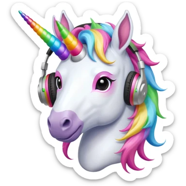 headphone wearing unicorn sticker
