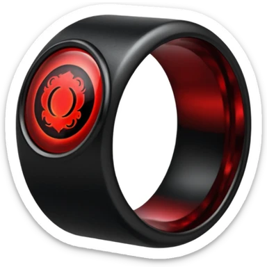 iOS sticker, dark fantasy ring, black metal, red inner glow, minimal sticker