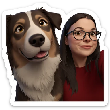 happy girl with glasses and pet sticker