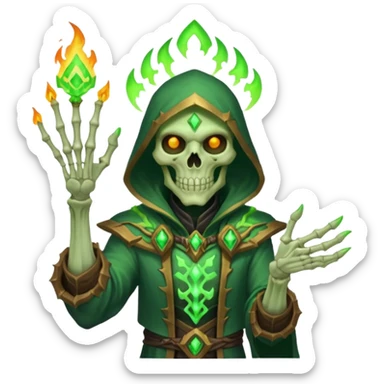 green fire warlock hand world of warcraft sticker