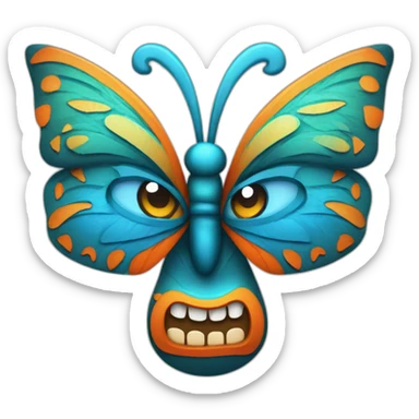 Tiki with colors blue and orange-butterfly-tornado-fun-love-eyelasch sticker