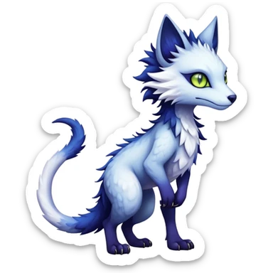Kawaii dark edgy fantasy ethereal feline-vernid-sergal-fursona animal creature with a tufted tail full body with intricate markings  sticker