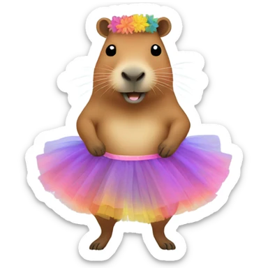 Capybara wearing tutu sticker