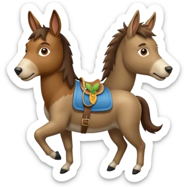 Dog with a mullet riding a donkey sticker
