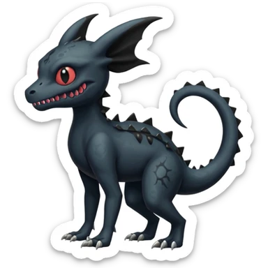 Vintage Dull Dark Gloomy Duskull-Salandit-Umbreon-Fakémon-hybrid-creature (full body)  sticker