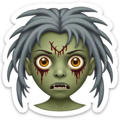 faça uma garota zumbi com cabelos acima dos ombros da cor castanhos escuros e com franja curta sticker