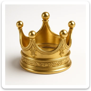 a shiny and ornate gold crown, detailed and luxurious, gold objects style sticker