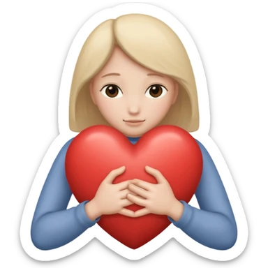 I want an emoji of a heart embraced by two arms, something tender, whitout face only the heart and the arms sticker