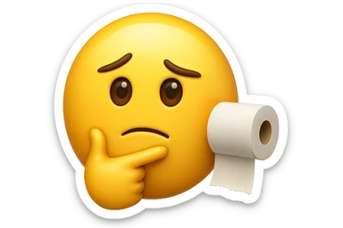 emoji stile iphone che riguarda l'argomento "stipsi/andrò al bagno oggi?", iperrealistico 4k sticker
