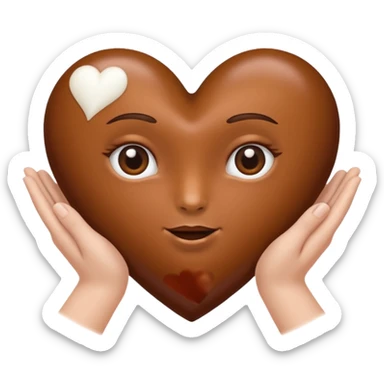 Je veux l'emoji main en cœur 🫶🏾 avec une main marron et une main blanche, deux mains qui forment un coeur sticker
