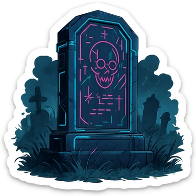  [[[a lonesome tombstone in a graveyard]]], , punk gothic style, futuristic cyberwave cyberpunk, monument
 sticker
