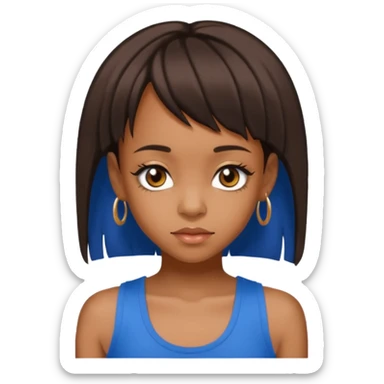 Lisa Left Eye Lopes brown eyes dark brown hair, blue tank top sticker