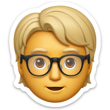 Erstelle mir eine Emoji von einem Jungen. Hautfarbe Bräunlich, Jung und Gutaussehend, mit durchsichtiger Brille und playboy Frisur  sticker