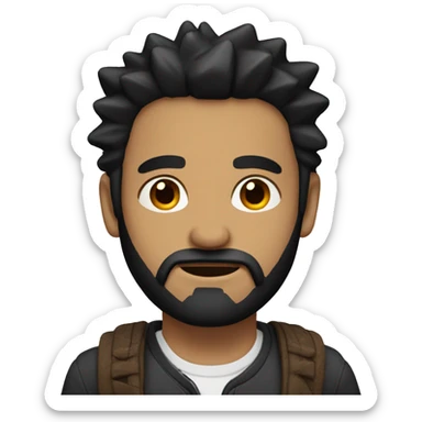 Man with black hair and beard. Spiky hair, brown eyes. sticker