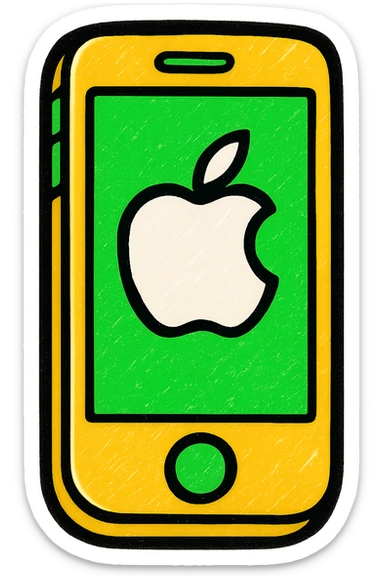 iPhone, professional style, green gold and white color scheme, bold and clear, suitable for digital use sticker