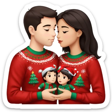date night christmas couples, dark hair, about to kiss each other sticker