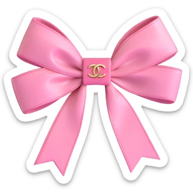 elegant pink bow with Chanel logo, glossy sticker