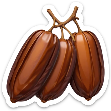  (dried) date fruit sticker. Drie dates have dark brown color are oblong, kind of crumpled like prunes. no stem.  sticker