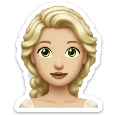 blonde haired, green eyed, bride with hair down sticker