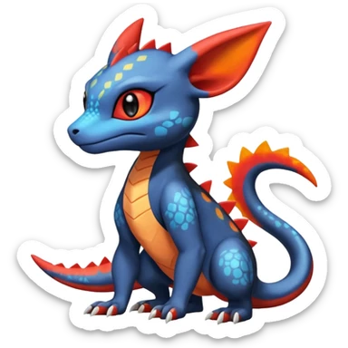 Cute Exotic Colorful Guilmon-Salandit-Umbreon-Charmeleon-Fakémon-hybrid-creature (full body)  sticker