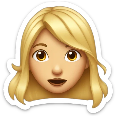 Girl's full head sticking tongue out with crossed eyes tilting head sticker