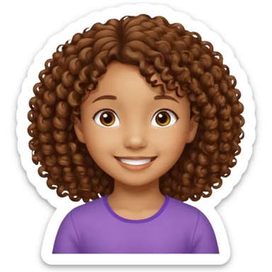 5 year old blasian girl with brown curly hair sticker