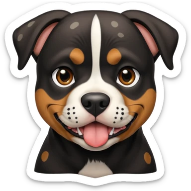 Pitt bull rottweiler white muzzle with black spots tongue out sticker