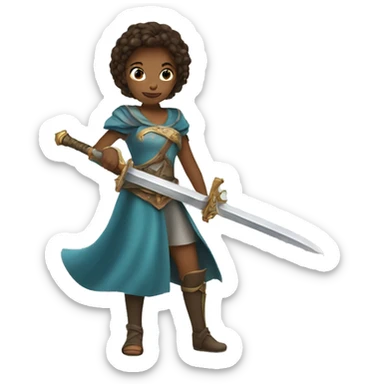 a girl using a sword, dressed like a fairytale sticker