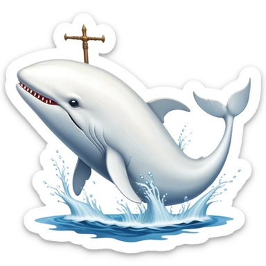 Moby Dick the whale with many harpoons in him while he jumps out of the water sticker