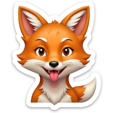 Mischievous girl fox with a slight smirk and tongue sticking out sticker