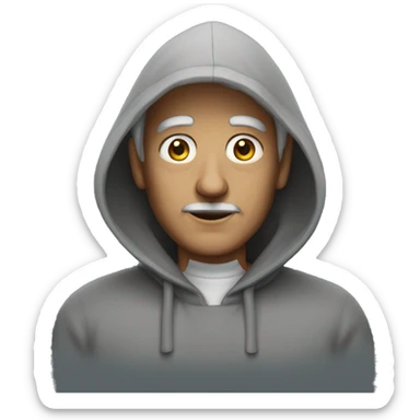 An old clerk in a grey hood sticker