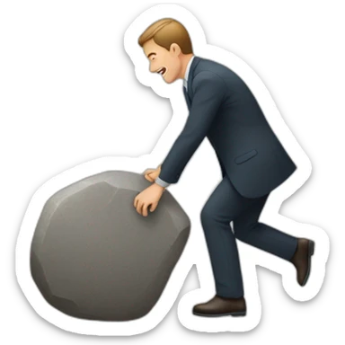 sales man pushing a stone sticker