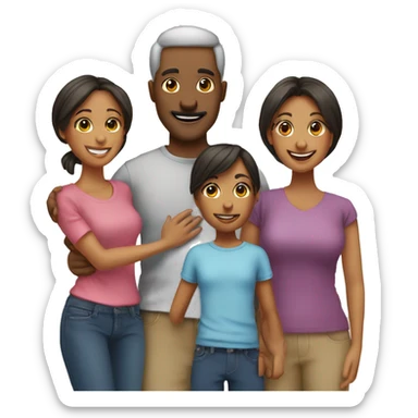 A family of 6 one dad one mom three adult daughters and one granddaughter  sticker