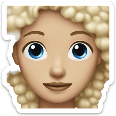 blonde mom blue eyes with beige poodle  sticker