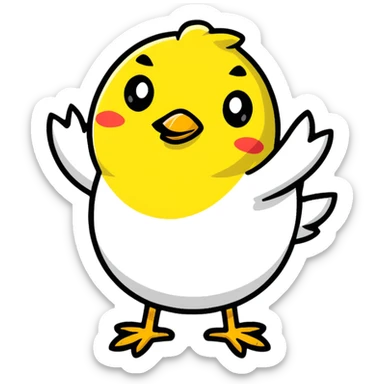 A half chicken on the bottom and half banana with a face on top sticker