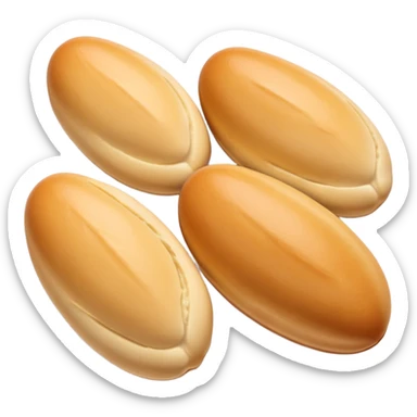four plump smooth quenelles in a neat row, pale golden-beige, no plate or extras, soft lighting, subtle shadows, emoji scale sticker