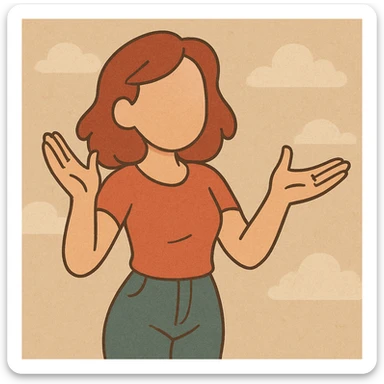 Make the young woman a redhead, keep her inviting body language and faceless, contemporary flat design with warm and harmonious colors. sticker