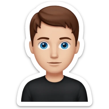 Une podcasteuse avec une chemise noire et rouge, les yeux bleus, les cheveux châtains.  sticker