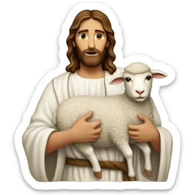 Jesus white face carrying a lamb sticker