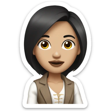 A girl with long black straight hair white skin lip filler brown eyes in a rich people outfit  sticker