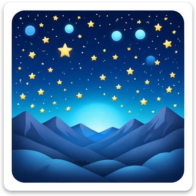 Beautiful night sky filled with stars, cosmic scene, deep blue with bright stars sticker