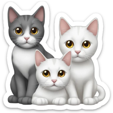 two white and one gray cat 3 cats sticker