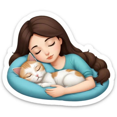 brunette girl sleeping with a persian cat sticker