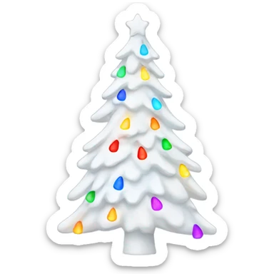 White Christmas tree with colorful lights  sticker
