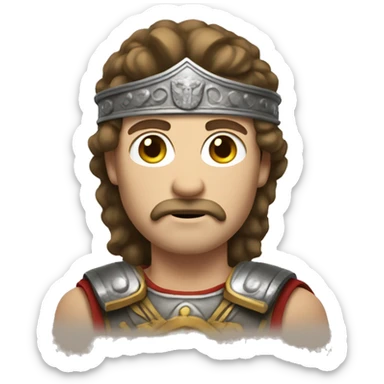 white man with a mustache and mullet hairstyle in an ancient roman warrior outfit sticker
