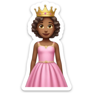  a cute 6 year old girl in a pink dress with a crown. sticker